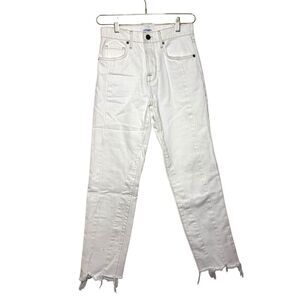 Frame Le Original  Denim Jeans Women‎ 23 White Cotton Blend Stretch Raw Hem